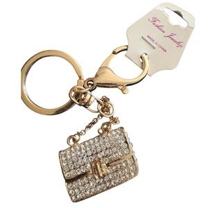 Gold Crystal Mini Purse Keychain - Fashion Jewelry